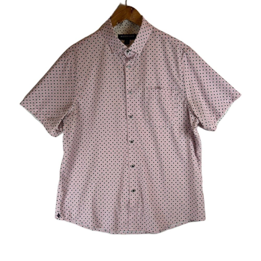 Mizzen+Main Mens Pink Leeward Performance Short Sleeve Button Down Shirt M